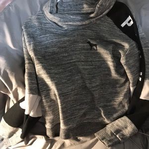 Pink turtleneck grey